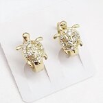 Boucles doreilles - enfant - créoles - tortue - 12 mm - cristal - blanc - plaqué or 585 / 1000 - 14 carats ... Boucles doreilles - enfant - créoles - tortue - 12 mm - cristal - blanc - plaqué or 585 / 1000 - 14 carats ...
