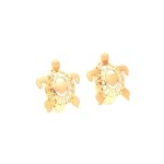 Boucles doreilles - enfant - cr�oles - tortue - plaqu� or jaune 750 / 1000 - 3 microns - 12 mm