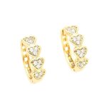 Boucles doreilles - femme - cr�oles - coeur - cristal - blanc - plaqu� or jaune 750 / 1000 - 3 microns ...