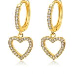 Boucle d oreille boucles doreilles coeur or 22k plaqué et diamants zircon1061