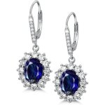 Boucle d oreille boucles doreilles pendantes princesse diana kate middleton argent s925 saphir ovale87 ...