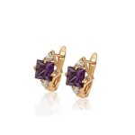 Boucles doreilles - femme - dormeuses - améthyste - carrée - plaqué or jaune 750 / 1000 - 3 microns - ... Boucles doreilles - femme - dormeuses - améthyste - carrée - plaqué or jaune 750 / 1000 - 3 microns - ...