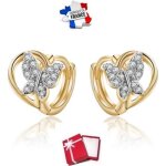 Boucles doreilles - enfant - créoles - papillon - cristal - blanc - plaqué or jaune 750 / 1000 - 10 mm ... Boucles doreilles - enfant - créoles - papillon - cristal - blanc - plaqué or jaune 750 / 1000 - 10 mm ...