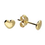 Boucles d?oreilles - enfant / femme - puces - coeur - lisse - plaqu� or jaune 750 / 1000 - 3 microns ...