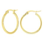 Boucles doreilles - femme - croles - jonc - lisse - 18 mm - acier chirurgical - dor  lor fin - 14 ...