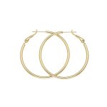 Boucles doreilles - femme - croles - 40 mm - jonc - lisse - plaqu or jaune 750 / 1000 - 3 microns