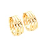 Boucles doreilles - femme - croles - jonc - triple - 20 mm - plaqu or jaune 750 / 1000 - 3 microns