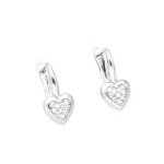 Boucles doreilles - femme - dormeuses - coeur - cristal - blanc - argent 925 / 1000 - 18 mm