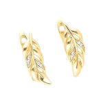 Boucles d?oreilles - femme - dormeuses - feuille - cristal - blanc - plaqu or jaune 750 / 1000 - 3 microns ...