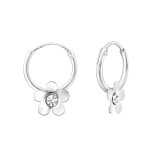 Boucles d?oreilles - femme / enfant - croles - fleur - cristal - swarovski - blanc - argent massif 925 ...