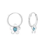 Boucles d?oreilles - femme / enfant - croles - fleur - cristal - swarovski elments - turquoise - argent ...