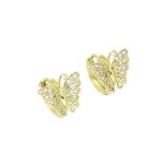 Boucles d?oreilles - femme / enfant - créoles - papillon - cristal - blanc - plaqué or jaune 585 / 1000 ... Boucles d?oreilles - femme / enfant - créoles - papillon - cristal - blanc - plaqué or jaune 585 / 1000 ...