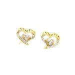 Boucles doreilles - femme / enfant - puces - coeur - cristal - blanc - plaqu or jaune 750 / 1000 - 3 ...
