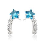 Boucles d?oreilles - femme / enfant - puces - �toile - filante - cristal - turquoise - blanc - argent ...