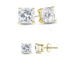 Boucles d?oreilles - femme / homme - puces - solitaire - losange - 7 mm - cristal - blanc - plaqu or ...