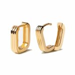 Boucles doreilles femme - pdpaola - nova gold - plaqu� or jaune - cr�oles rectangulaires