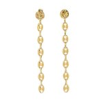 Boucles doreilles - femme - pendantes - longues - grain de caf - acier chirurgical - dor - 72 cm
