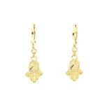Boucles doreilles - femme - pendantes - main de fatma - plaqu� or jaune 750 / 1000 - 3 microns - 32 mm ...