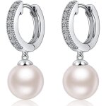 Boucles doreilles femme perle argent 925 pendantes hypoallerg�nique blanc et noir e�l�gant gift[1159] ...