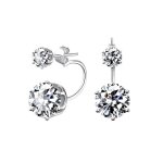 Boucles d?oreilles - femme - puces - double - cristal - couleur - blanc - argent 925 / 1000 - 25 mm