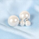 Boucles doreilles femmes s925 en argent chris double face de perles de boucle doreille
