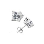 Boucles doreilles - homme / femme - puces - cristal - blanc - carré - argent 925 / 1000 - 6 mm Boucles doreilles - homme / femme - puces - cristal - blanc - carré - argent 925 / 1000 - 6 mm