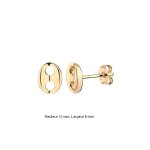 Boucles doreilles - homme / femme - puces - grain de caf - plaqu or jaune 750 / 1000 - 5 microns - ...