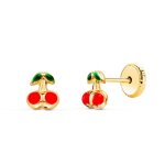 Boucles doreilles or 18 carats 750 / 000 jaune - cerises - latelier dazur - enfant - fille - fillette ...