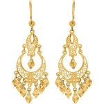 Boucles doreilles orientales pendantes filigranes en or 18 carats