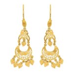 Boucles doreilles orientales pendantes filigranées en or 18 carats Boucles doreilles orientales pendantes filigranées en or 18 carats