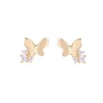 Boucles doreilles papillons - or jaune et zirconiums - femme ou enfant