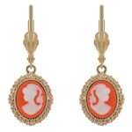 Boucles doreilles pendantes came orange et blanc