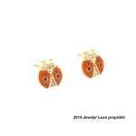 Boucles d?oreilles - enfant - puces - �cureuil - zircons - blancs - plaqu� or jaune 750 / 1000 - 10 x ...