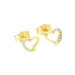Boucles doreilles - femme / enfant - puces - coeur - cristal - blanc - plaqu or jaune 750 / 1000 - 3 ...