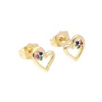 Boucles doreilles - puces - cerises - plaqu� or jaune 750 / 1000 - zircons - 10 x 7 mm - enfant