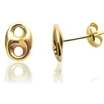 Boucles doreilles - femme / homme - puces - grain de café - 10 x 8 mm - or jaune gf 750 * Boucles doreilles - femme / homme - puces - grain de café - 10 x 8 mm - or jaune gf 750 *
