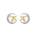 Boucles doreilles - enfant / femme - puces - licorne - lune - plaqu� or jaune 750 / 1000 - 3 microns ...