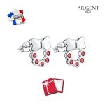 Boucles doreilles - femme - puces - vague - zircon - blanc - argent 925 / 1000 - 15 x 7 mm