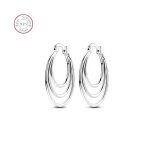 Boucles d?oreille trois cr�oles ovale femme argent 925 28 x 20 mm kte 422