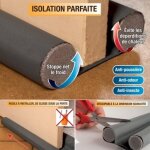 Boudin bas de porte - anti froid - 91cm dcoupable - 100% polyester - isolation phonique - gris