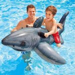 Boue gonflable intex grand requin blanc  chevaucher - 173x107 cm - pour enfant  partir de 3 ans