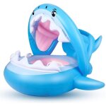 Boue de piscine requin pour bb - gobro - avec auvent gonflable - bleu - 6 - 36 mois
