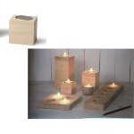 Bougeoir en bois carr pm - forme carre - dimensions 6x6 cm
