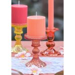 Bougeoir verre emboss� pr�ciosit� 11. 8cm tangerine orange cuivre mandarine