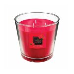 Bougie 3 mches - framboise - 500 g - vase en verre - parfum fruit - style scandinave moderne