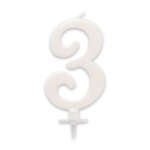 Bougie anniversaire gante blanche - chiffre 3