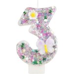 Bougie anniversaire - multicolore - 3d papillon fleurs - 7 cm - d�coration de g�teau - fille