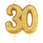 Bougie danniversaire sur pique 30 ans dor� paillet� 7 cm - or