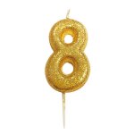 Bougie chiffre 8 dor� � paillettes