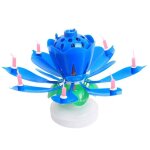 Bougies danniversaire - belles lumi�res musicales de fleur de lotus de rotation - bleu